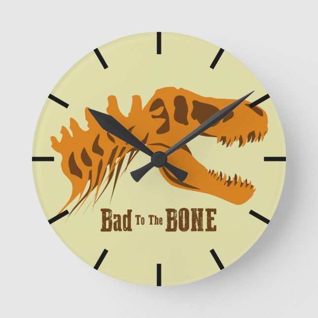 Relógio Redondo Ossos T-Rex (Frente)