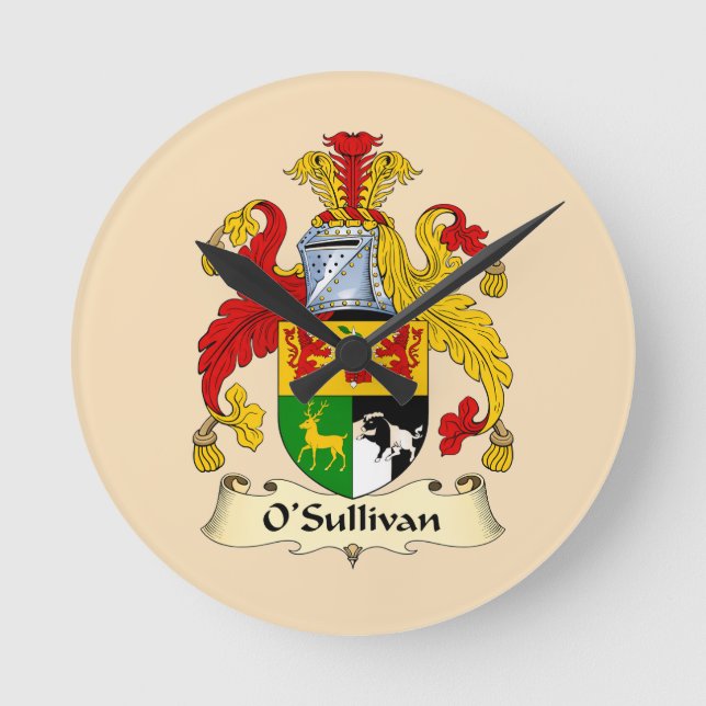 Relógio Redondo O'Sullivan Family Coat of Arms Round Clock (Frente)