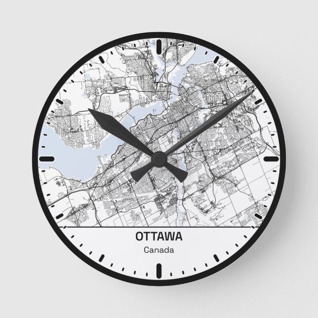 Relógio Redondo Ottawa Clock City Line Art (Frente)