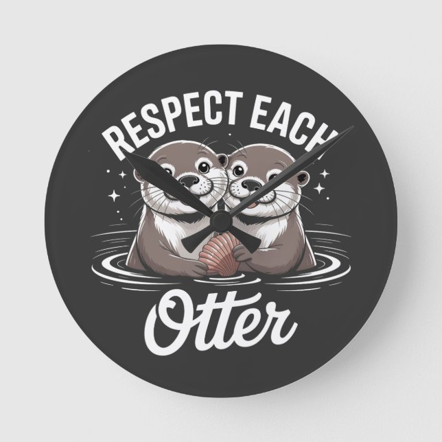 Relógio Redondo Otter Respect Each Other Funny (Frente)