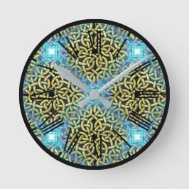 Relógio Redondo Ouro Elegante Vitoriano Trim Aqua Fundo