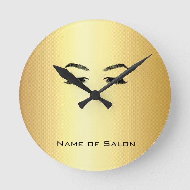 Relógio Redondo Ouro Lashes e Salão de Beleza da Boca (Frente)