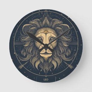 Relógio Redondo Ouro Leo Zodiac Astrologia