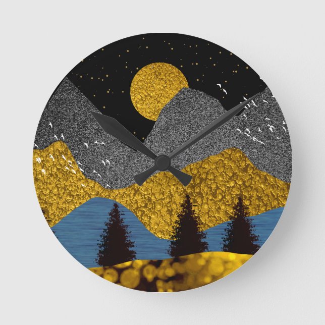 Relógio Redondo Ouro Noite (Frente)