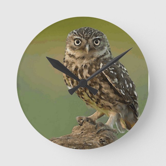 Relógio Redondo Owl Bird Eyes Tree (Frente)