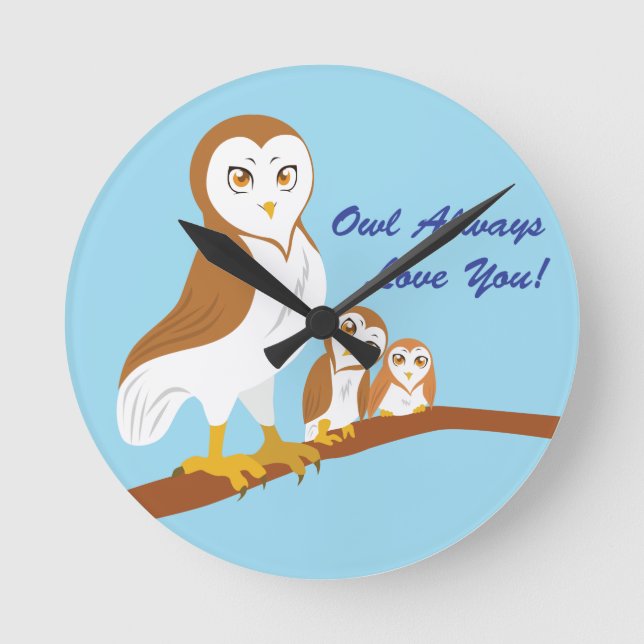 Relógio Redondo Owl Sempre Te Ama (Frente)