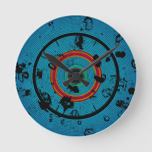 Relógio Redondo Padrão Abstrato Azul Circular