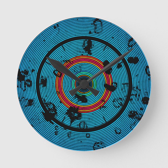 Relógio Redondo Padrão Abstrato Azul Circular (Frente)
