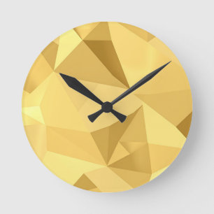 Relógio Redondo Padrão Abstrato Geométrico Dourado