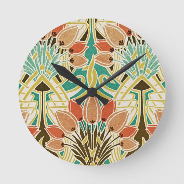 Relógio Redondo Padrão Art Nouveau #11 (Frente)