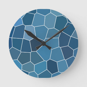 Relógio Redondo Padrão Azul Moderno e Elegante