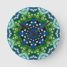 Padrão Azul Verde-Mosaico Mandala Retro