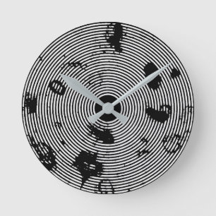 Relógio Redondo Padrão circular preto/branco