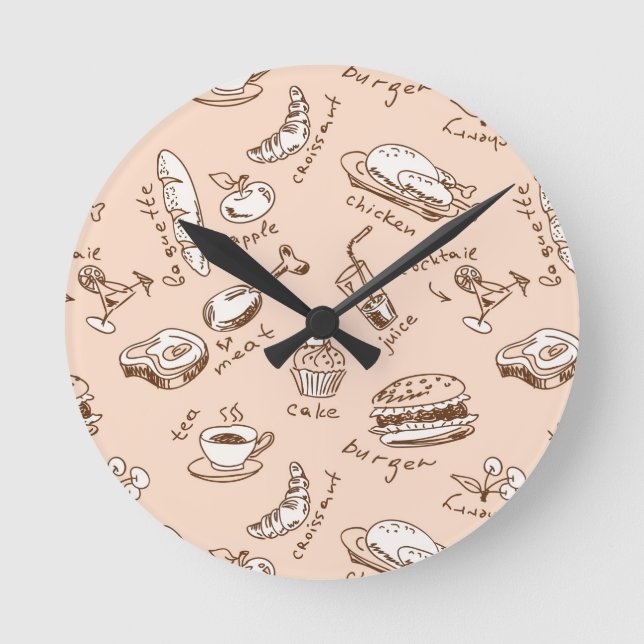 Relógio Redondo Padrão com Comida (Frente)
