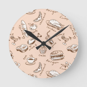 Relógio Redondo Padrão com Comida
