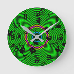 Relógio Redondo Padrão de Abstrato verde circular