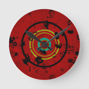 Relógio Redondo Padrão de Abstrato vermelho circular