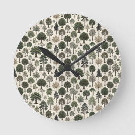 Relógio Redondo Padrão de Árvores