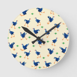 Relógio Redondo Padrão de aves Pukeko