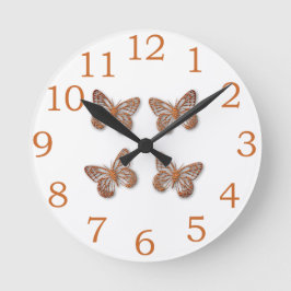 Relógio Redondo Padrão de Borboleta Dourada Fofa