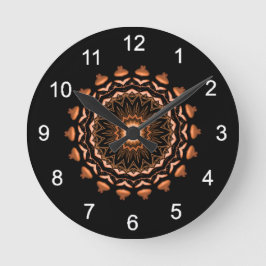 Relógio Redondo Padrão de Cobre e Mandala Preto 1