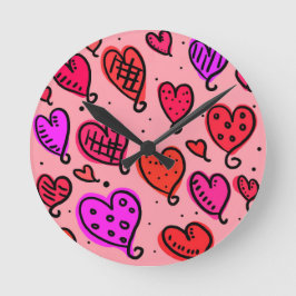 Relógio Redondo Padrão de Coração Correspondente Único