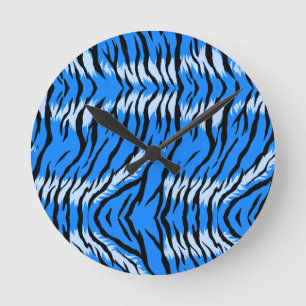 Relógio Redondo Padrão de design de pele de tigre azul