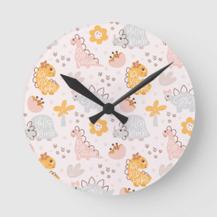 Relógio Redondo padrão de dinossauro que capturará todas as crianç