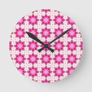 Relógio Redondo Padrão de mosaico de pétala rosa