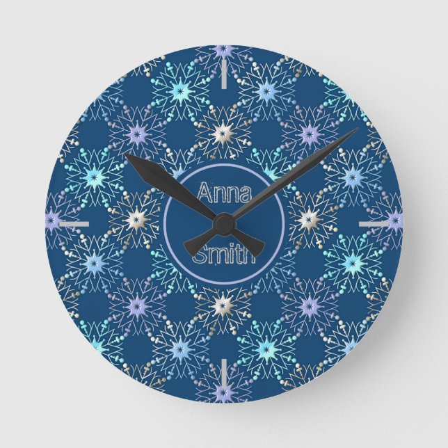 Relógio Redondo padrão de natal. texto. (Frente)