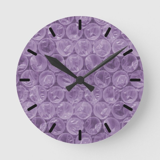 Relógio Redondo Padrão de plástico bolha roxo (Frente)