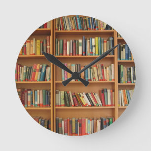 Relógio Redondo Padrão de prateleira clássico, estante,livros,an