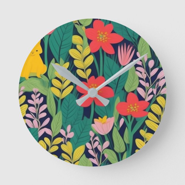 Relógio Redondo Padrão de selva (Frente)