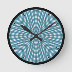 Relógio Redondo Padrão de tecelagem circular radial - Azul