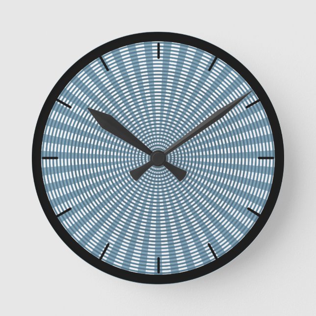 Relógio Redondo Padrão de tecelagem circular radial - Azul (Frente)