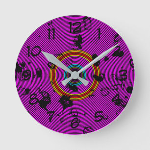 Relógio Redondo Padrão de Textura de Disco de Vinilo Roxo