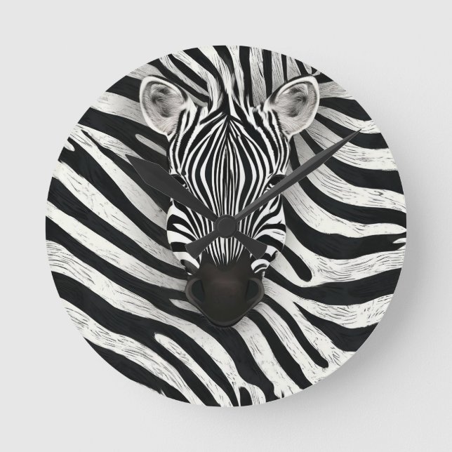 Relógio Redondo Padrão de zebra (Frente)