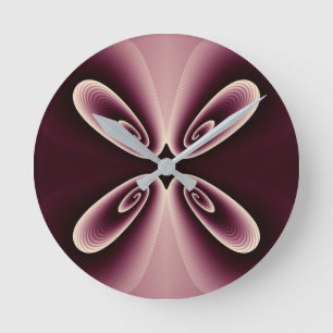 Relógio Redondo Padrão Digital Burgundy Red Floral Petal