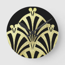 Padrão do ventilador Art deco dourado preto elegan