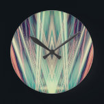 Relógio Redondo Padrão dos spots do Art Deco<br><div class="desc">Padrão de holofotes laranja e verde Art Deco</div>