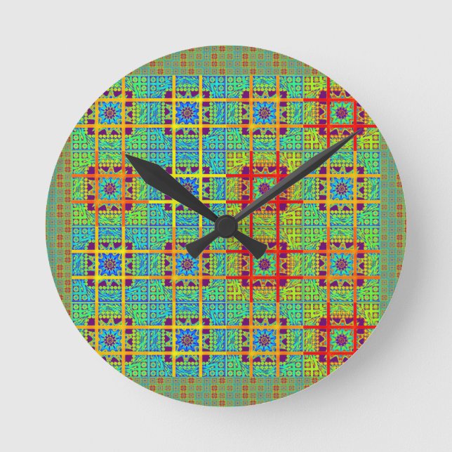 Relógio Redondo Padrão étnico maia tribal.jpg (Frente)