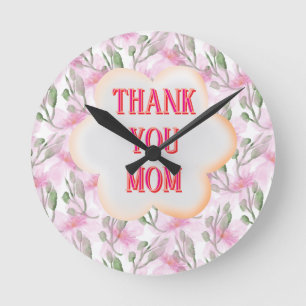 Relógio Redondo Padrão floral em aquarela personalizado e customiz