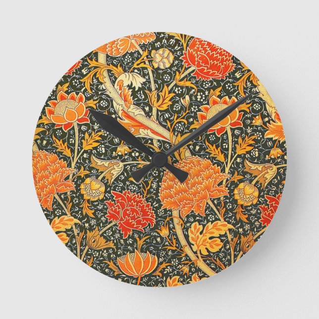 Relógio Redondo Padrão Floral Vintage William Morris Cray (Frente)