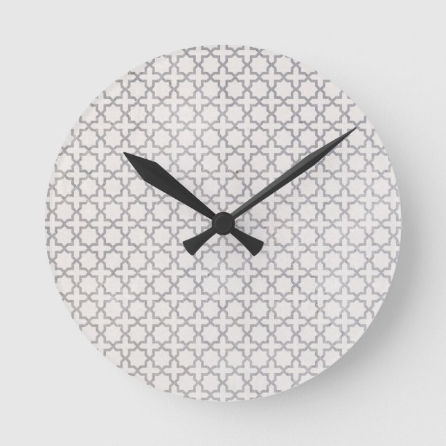 Relógio Redondo Padrão geométrico do bege (Frente)