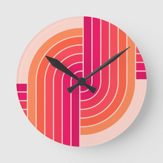Relógio Redondo Padrão Geométrico do Estilo de Imagem Retroativa d (Frente)