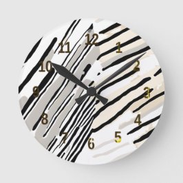 Relógio Redondo Padrão geométrico em preto, branco e Cinza