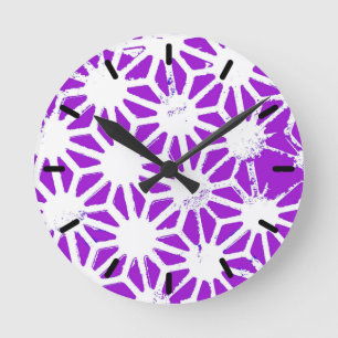 Relógio Redondo Padrão geométrico roxo real