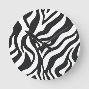Relógio Redondo Padrão Ousado de Listras Pretas e Brancas de Zebra