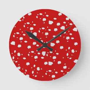 Relógio Redondo padrão ponto com toadstool vermelha