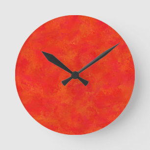 Relógio Redondo Padrão Red Orange Abstrato